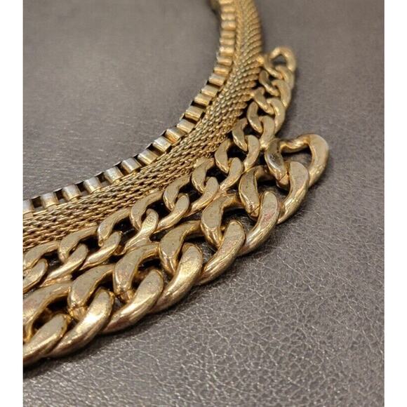 Womens Gold Chain Layered Statement Necklace Cuban Link Rope Bib Fashion Jewelry - Picture 5 of 11